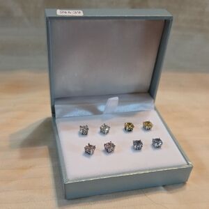 Elegant Silver and Gold Stud Earrings Set